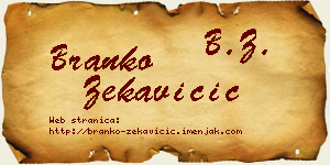 Branko Zekavičić vizit kartica